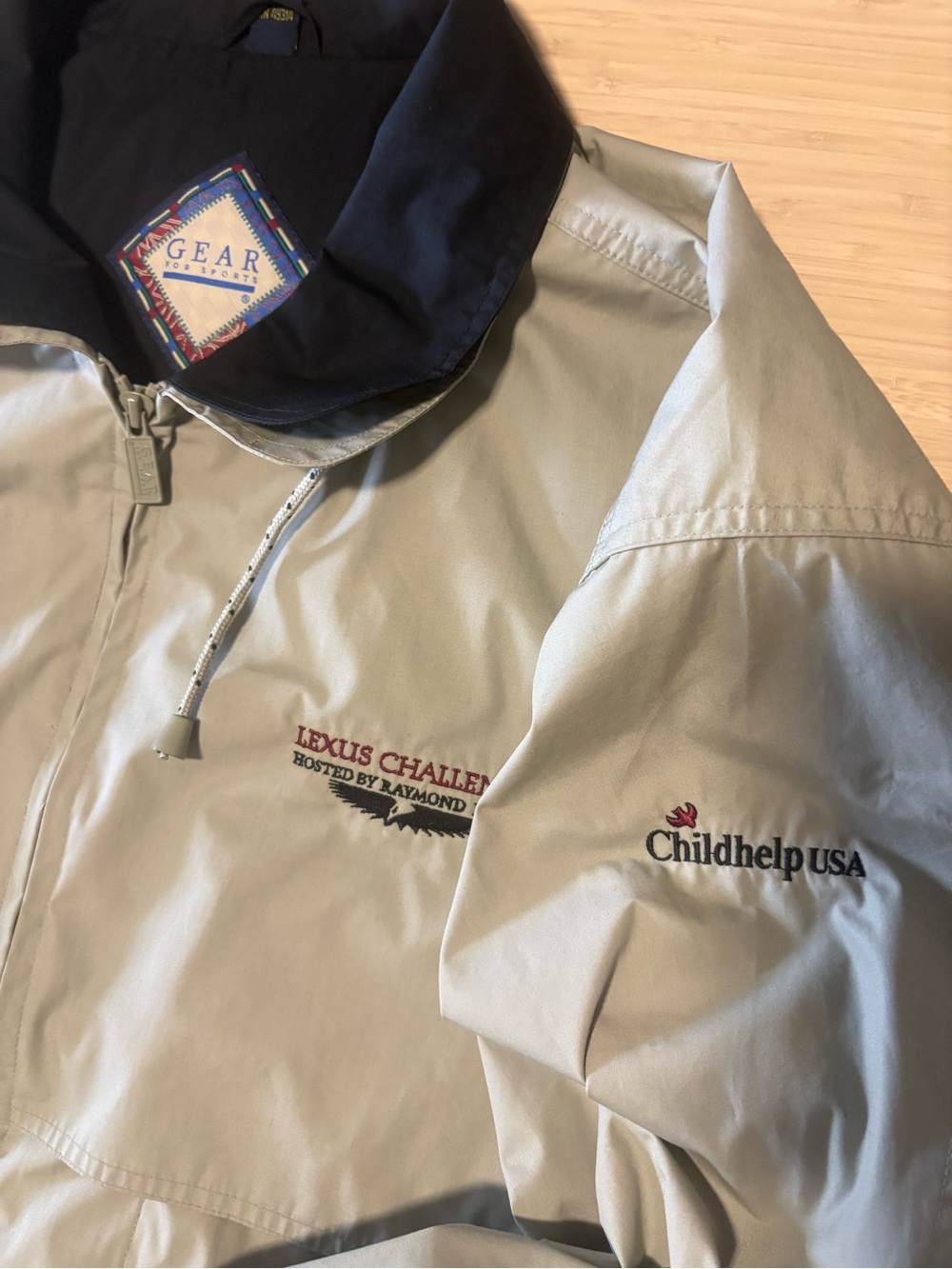 Vintage Gear For Sports Lexus Challenge Windbreaker Jacket Tan Men’s L Golf